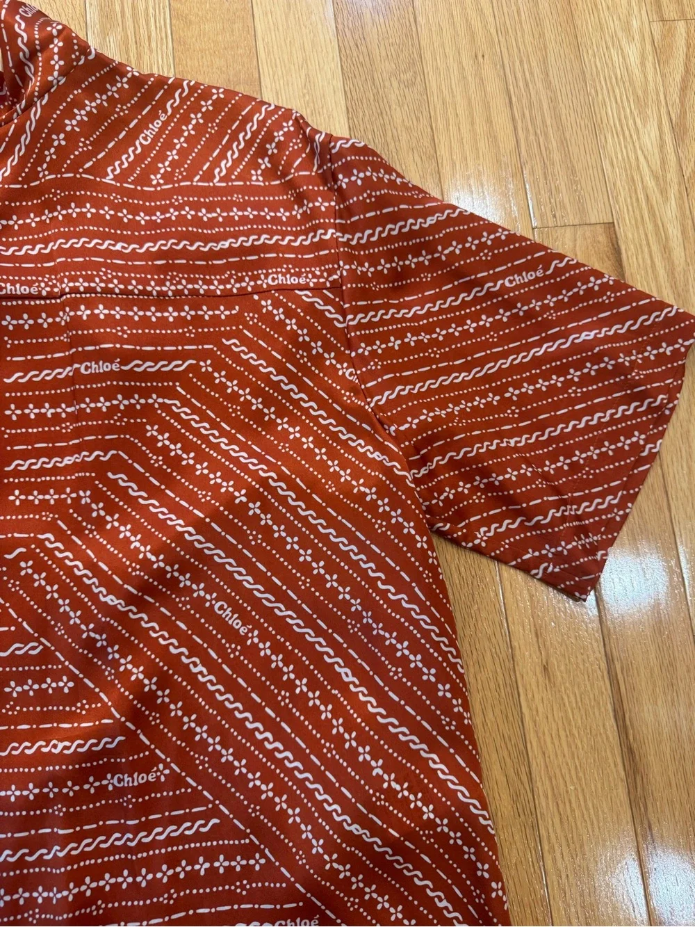 Chloe Umber Patterned Silk Blouse